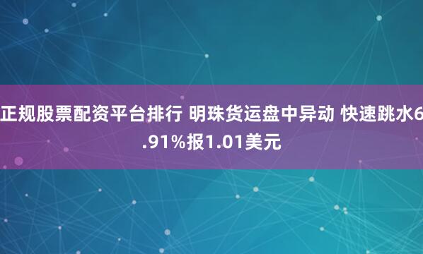 正规股票配资平台排行 明珠货运盘中异动 快速跳水6.91%报1.01美元