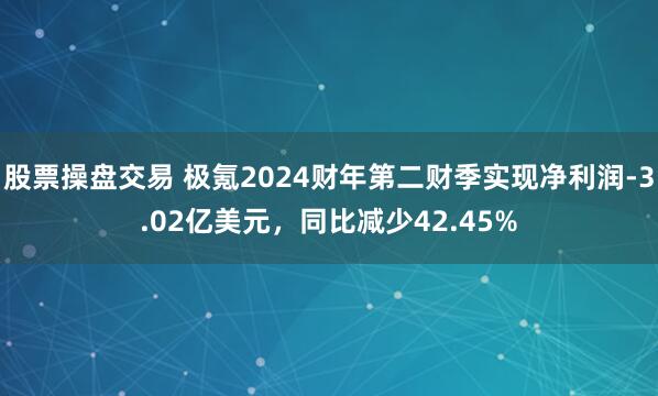 股票操盘交易 极氪2024财年第二财季实现净利润-3.02亿美元，同比减少42.45%